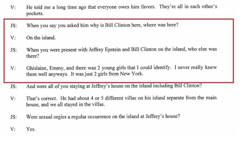 unsealed jeffrey epstein document on Bill Clinton