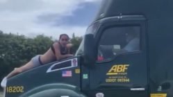 Man rides truck in scary way