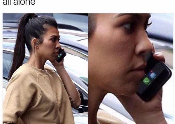When you see your ex in public but you're all alone Kourtney Kardashian meme