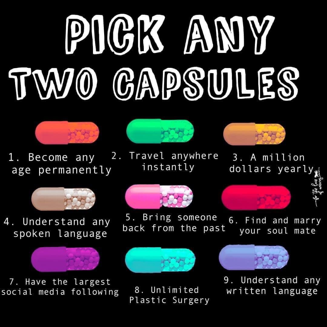 Pick any two capsules meme