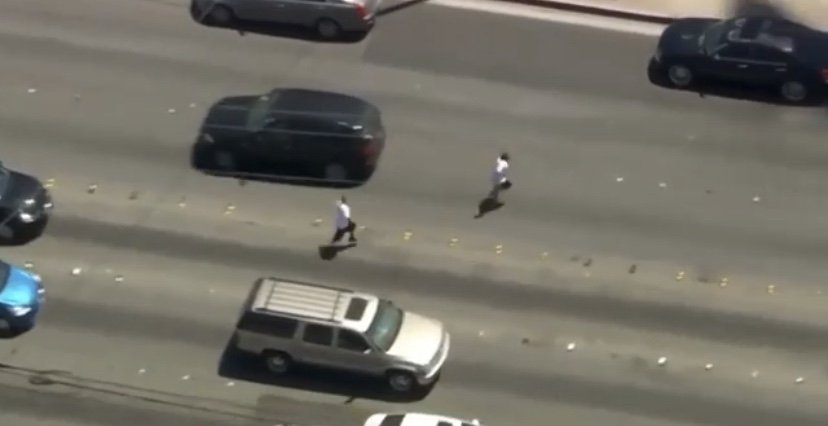 Men running from cops hitchhike a ride