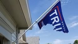 Trump flag cut up