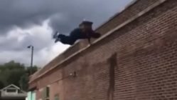 Backflip off roof stunt
