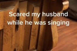 Husband gets caught off guard while singing