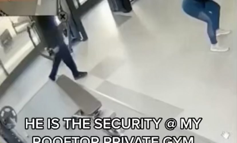 Security guard sniffs woman
