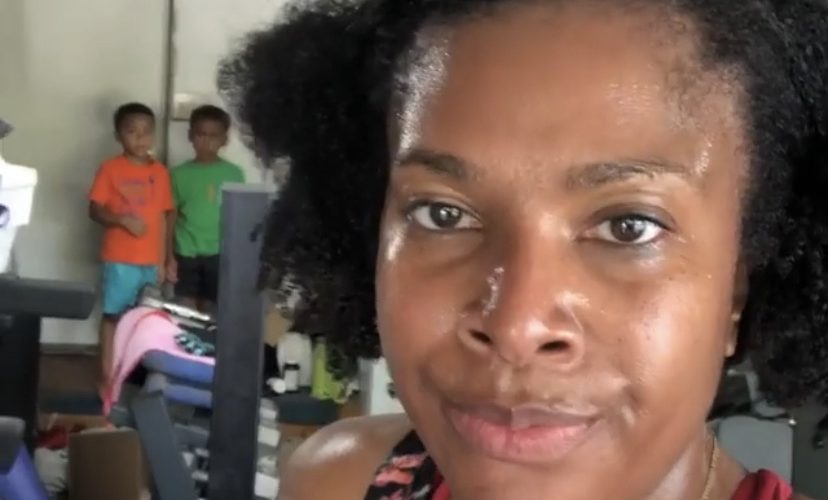 Mom responds to kids interrupting her workout