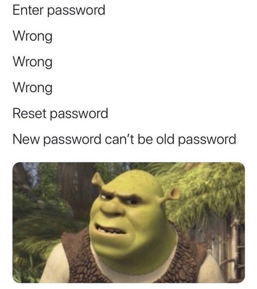 Wrong password Shrek meme
