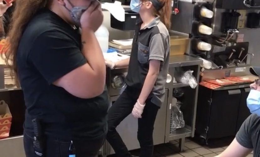 McDonald's employee get engaged at work