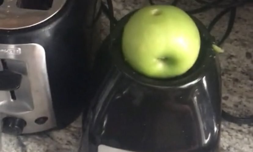 Apple explodes on a blender