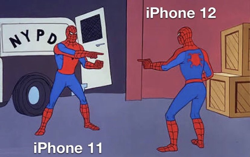iPhone 11 vs iPhone 12 spiderman meme