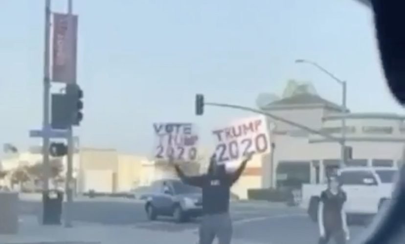 Tricking Trump supporter with sign