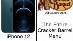 iPhone 12 vs Cracker Barrel meme