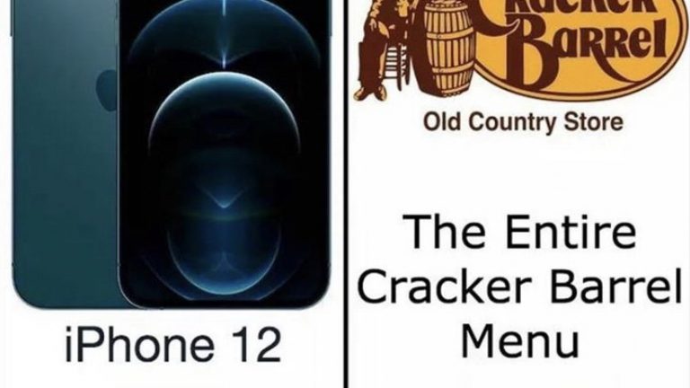 iPhone 12 vs Cracker Barrel meme