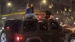 Woman falls off Jeep