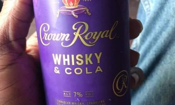 Crown Royal whiskey and cola in can