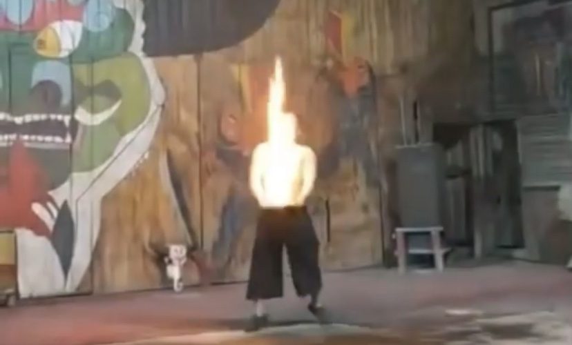 Fire trick show failure