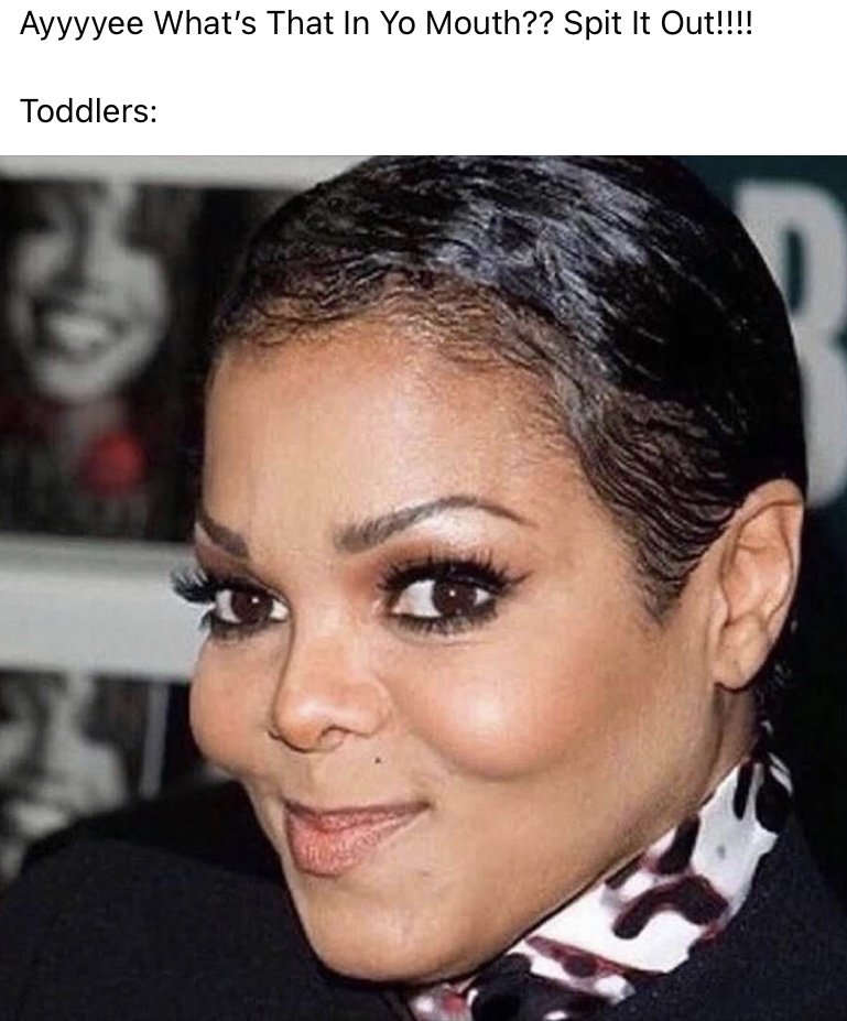 What's in your mouth Janet Jackson toddler meme