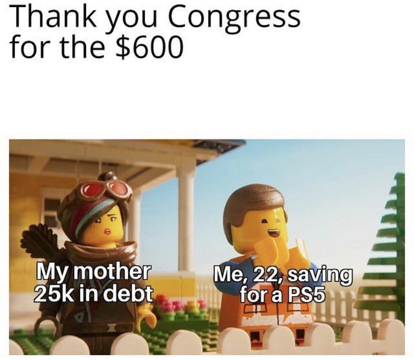 Thank you Congress for the $600 Lego meme