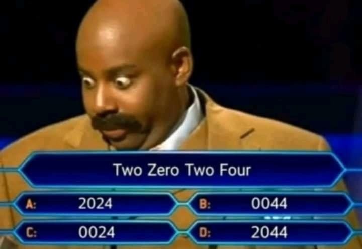Two zero two four who wants to be a millionaire meme