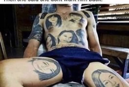 man gets 20 faces tattooed on body
