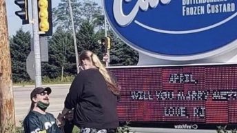 Man proposes in front of Culver's