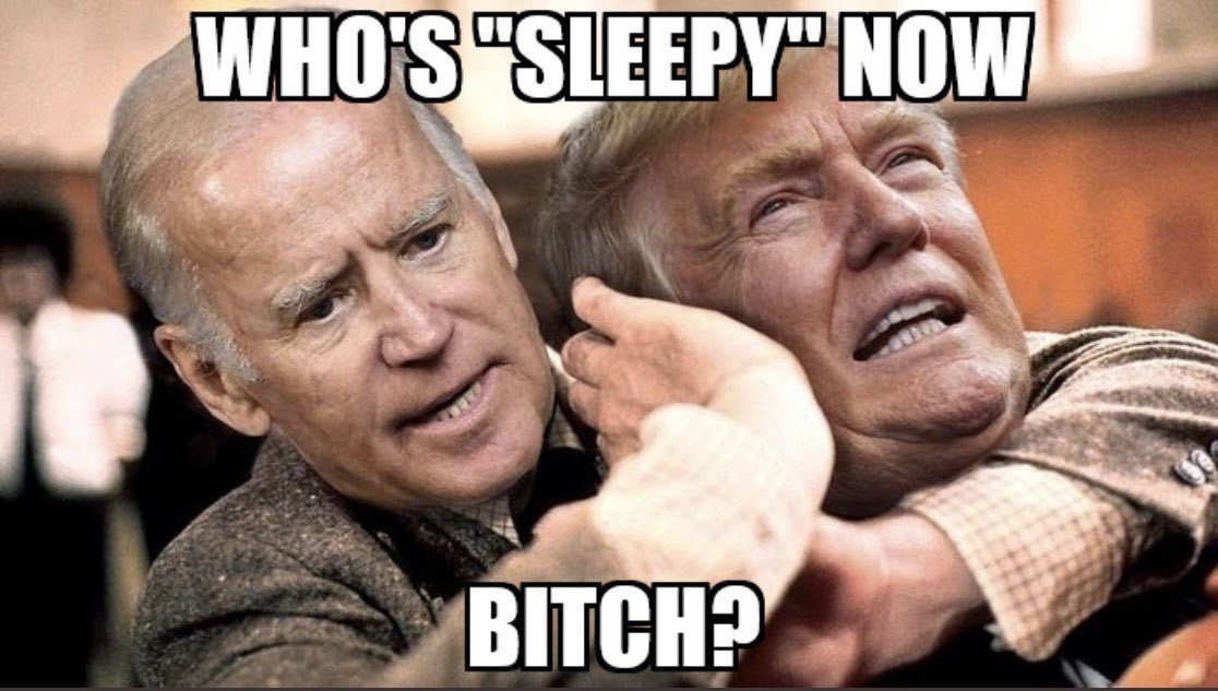 Who's sleepy now Joe Biden & Donald Trump meme