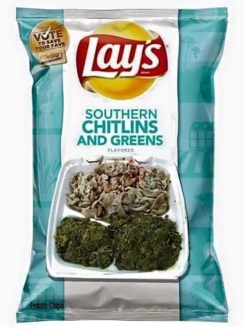 Southern chitlins and greens lays chips