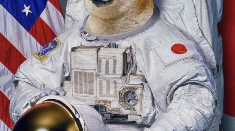 Doge coin astronaut to the moon meme