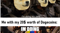 Everyone with 10k dogecoin to the moon meme