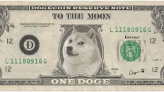 Dogecoin to the moon dollar meme