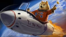 Dogecoin to the moon meme
