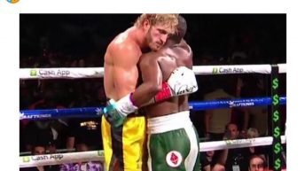I wish my girl would hold me the way Logan Paul holds Floyd Mayweather meme