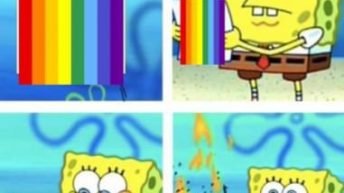 Companies on July 1st pride Spongebob meme