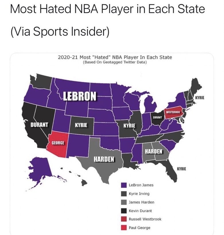 Lebron James is the most hated NBA player in the country 