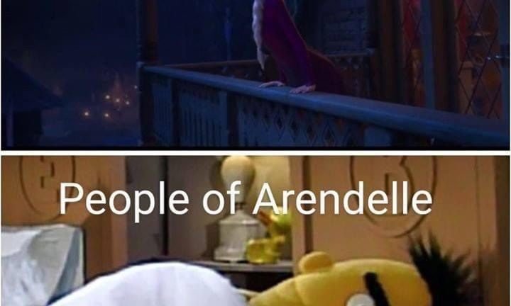 Elsa thinking it's acceptable to sing in the middle of the nigh vs people of Arendelle Frozen meme