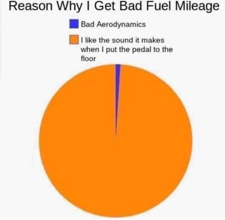 Reason why I get bad fuel mileage meme