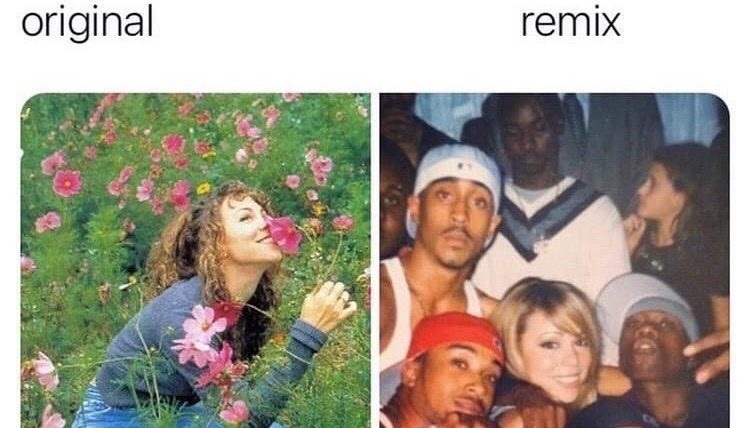 Mariah Carey songs original vs remix meme