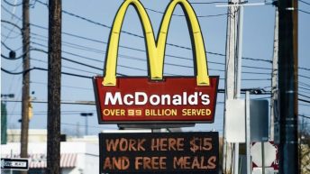 McDonald's work here $15 and free meals sign