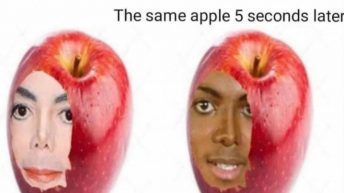 Apple when you bite it vs the same apple 5 seconds later meme
