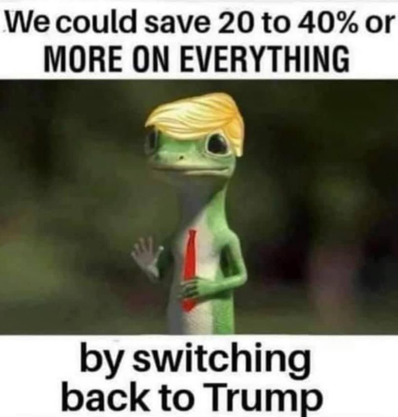 We could save 20 to 40% or more on everything by switching back to Trump GEICO meme