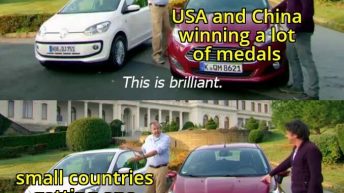 USA and China winning a lot of medals vs small countries getting one bronze