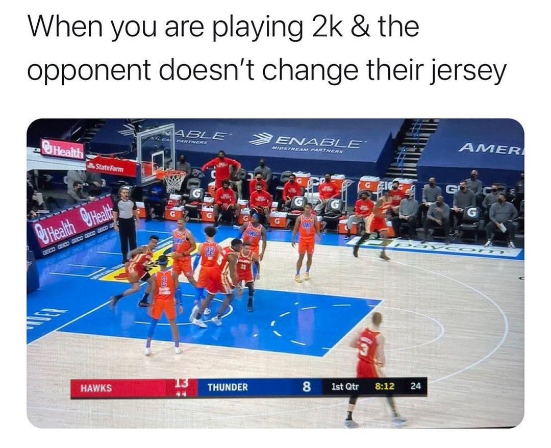 When you are playing 2k & the opponent doesn't change their jersey meme
