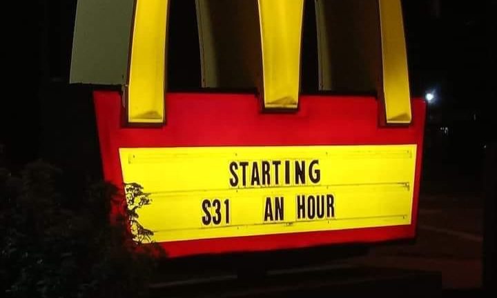 McDonald's starting $31 an hour sign