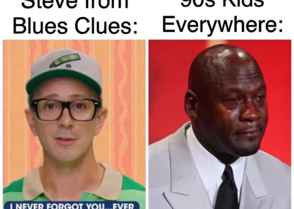 Steve from Blues Clues vs 90s kids everywhere Michael Jordan crying meme