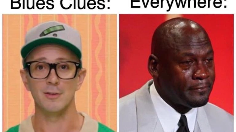 Steve from Blues Clues vs 90s kids everywhere Michael Jordan crying meme