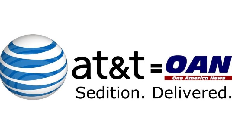 AT&T sedition equals OAN delivered meme