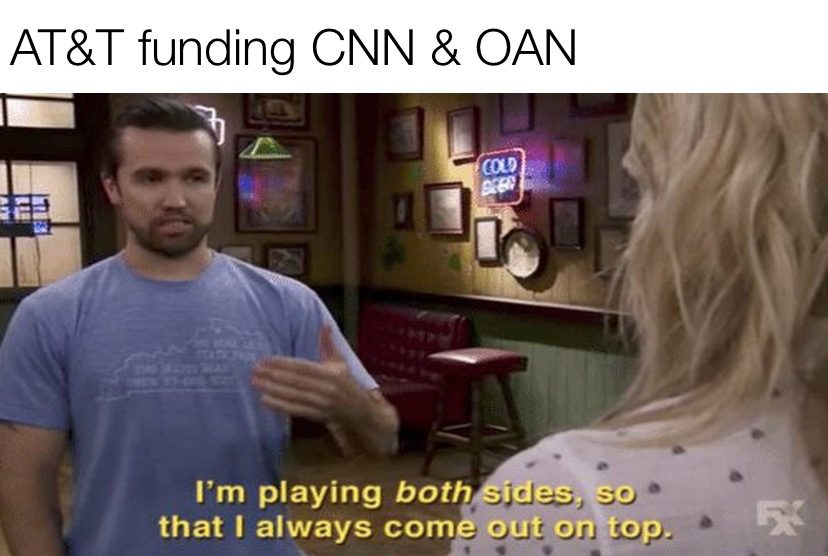 AT&T funding CNN & OAN meme