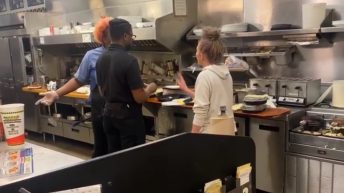 Waffle House workers get into an argument