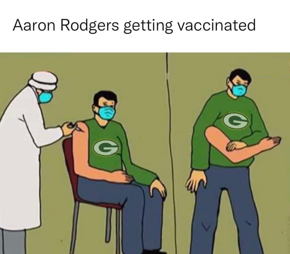 Aaron Rogers getting vaccinated meme