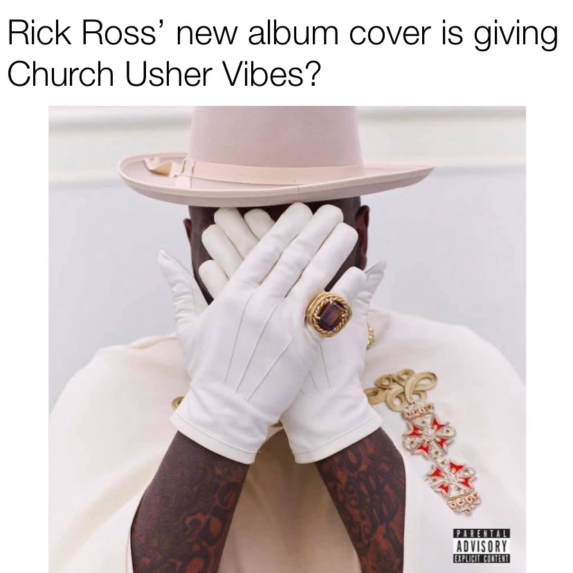 Rock Ross's new album cover is giving Church Usher vibes meme